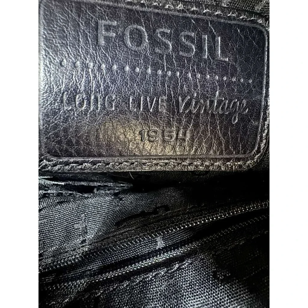 Fossil Maddox Long Live Vintage 1954 Leather Laptop Messenger Bag Black‎